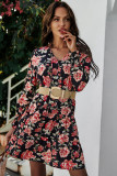 Spring Casual V-Neck Floral Skater Dress