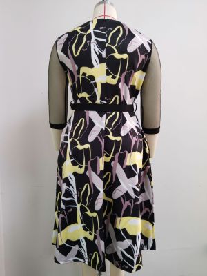 Plus Size Spring Print Mature Decent Dress