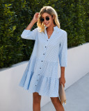 Summer Casual Button Up A-line Plaid Dress