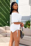 Summer Casual Solid Wrapped Ruch Rompers