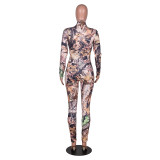 Spring Party Print Sexy Bodycon Shirt and Pants Set