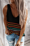 Summer Knitting Stripes V-Neck Tank Top