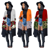 Spring Camou Print Contrast Long Cardigans