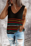 Summer Knitting Stripes V-Neck Tank Top