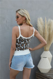 Summer Knitting Leopard Strap Vest Top