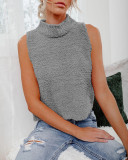 Spring Knitting Turtleneck Sleeveless Top