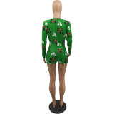 Spring Cute Print Long Sleeve Bodycon Rompers