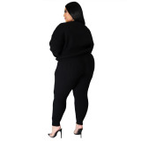 Plus Size Winter Knitting Top and Pants Set