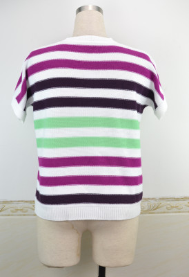 Summer Knitting Stripes O-Neck Shirt