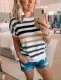 Summer Knitting Stripes O-Neck Shirt