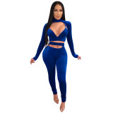 Spring Party Sexy 3PC Velvet Bodycon Pants Set