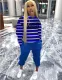 Spring Letter Print Stripes Shirt and Sweatpants Set