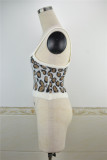 Summer Knitting Leopard Strap Vest Top