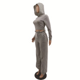 Sprint Sexy Lace Up Hoody Crop Top and Wide Pants Matching Set