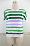 Summer Knitting Stripes O-Neck Shirt