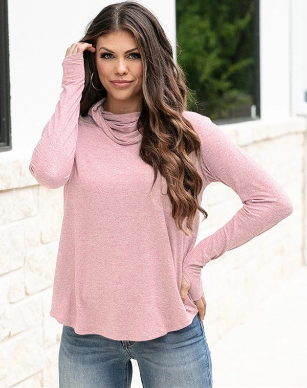 Spring Solid Color Loose Shirt with Face Cover