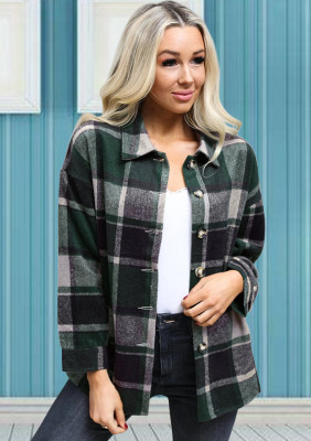 Spring Button Up Plaid Print Jacket