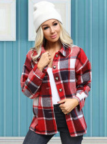 Spring Button Up Plaid Print Jacket