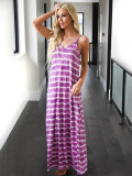 Summer Tie Dye V-Neck Strap Long Maxi Dress