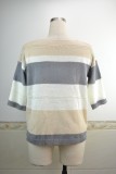 Spring Long Sleeve V-Neck Contrast Loose Sweater