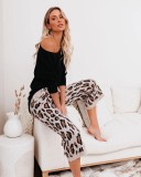 Stay Home Leopard Print Knitting Trousers