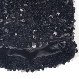 Formal Black Sequins Long Sleeve Deep-V Jumpsuit