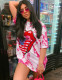 Summer Tie Dye Tongue Print O-Neck Regular Shirt