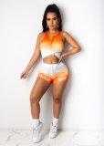 Summer Sports Print Gradient Vest and Shorts Matching Set