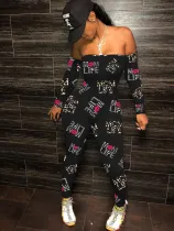 Party Print Long Sleeve Strapless Bodycon Jumpsuit