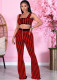 Party Print Sexy Zipped Crop Top and High Waist Pants