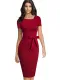Solid Color Short Sleeve Retro Pencil Dress