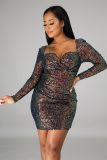 Party Sequins Sweetheart Mini Dress with Full Sleeves