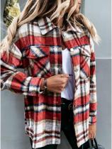 Casual Long Sleeve Plaid Print Blouse