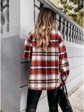 Casual Long Sleeve Plaid Print Blouse