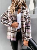 Casual Long Sleeve Plaid Print Blouse