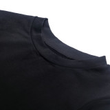 Summer Black Beaded Shorts Sleeve Crop Top
