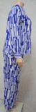Plus Size White and Blue Stripes Formal Loose Jumpsuit