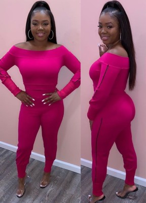 Two Piece Off Shoulder Matching Crop Top and Pants Set