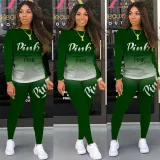 Spring Letter Print Gradient Matching 2PC Pants Set