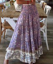 Summer Bohemian Print High Waist Maxi Skirt