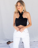 Summer Solid Plain Multi-Way Halter Top