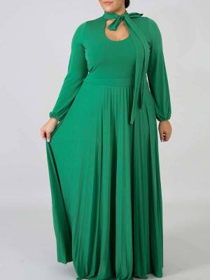 Plus Size Solid Plain Long Sleeve Long Maxi Dress