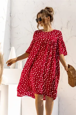 Summer Short Sleeve Polka Casual Short Dress