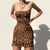 Sexy Leopard Print Strapless Mini Club Dress