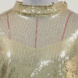 Formal Sequins Gold Long Sleeve Mini Party Dress