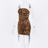 Sexy Leopard Print Strapless Mini Club Dress