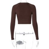 Vintage Style Long Sleeve Sexy Fit Crop Top