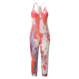 Summer Casual Tie Dye Strap Jumpsuit