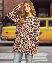 Spring Casual Long Sleeve Leopard Long Shirt