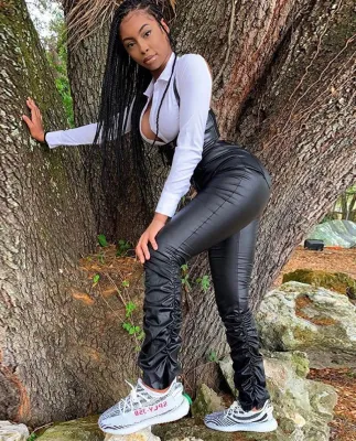 Sexy Fit Leather Stacked Pants